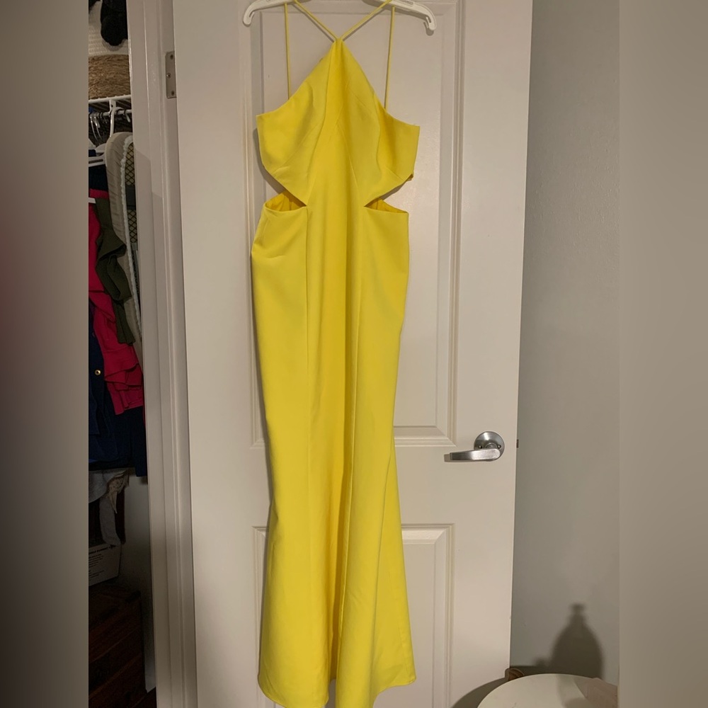 Yellow Halter Maxi Cutout Mermaid Dress